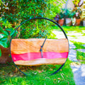 Pink Epoxy Live Edge Clock with Metal Frame