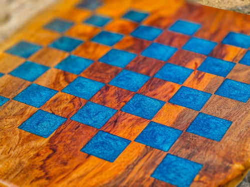 Handcrafted Epoxy-Filled Wooden Chess Board