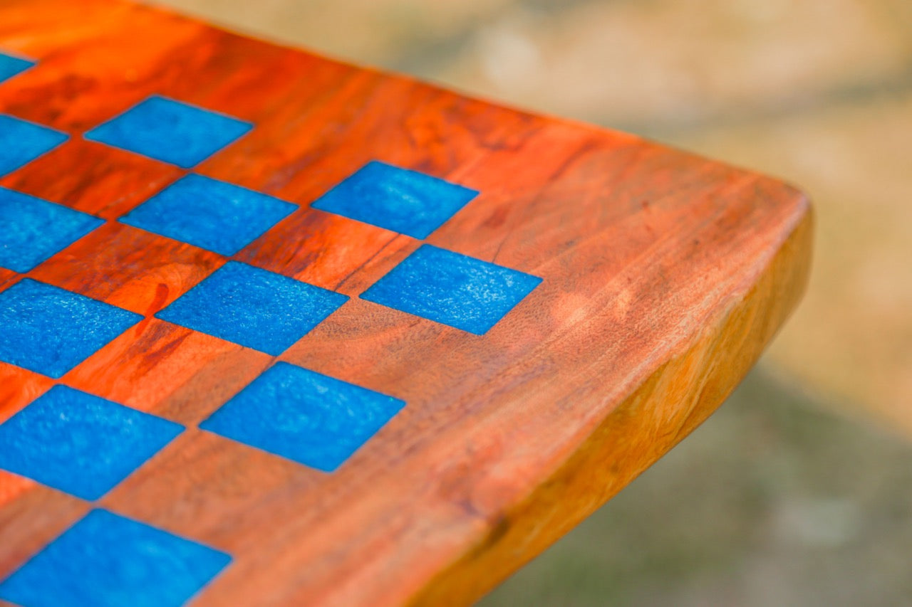 Handcrafted Epoxy-Filled Wooden Chess Board