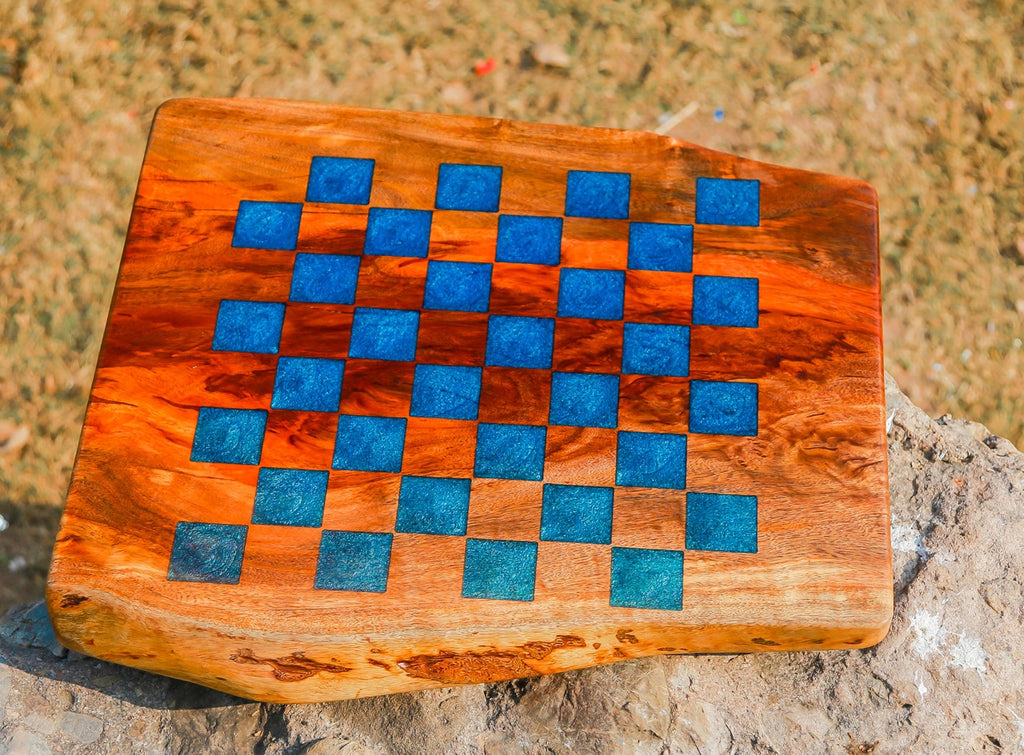 Handcrafted Epoxy-Filled Wooden Chess Board