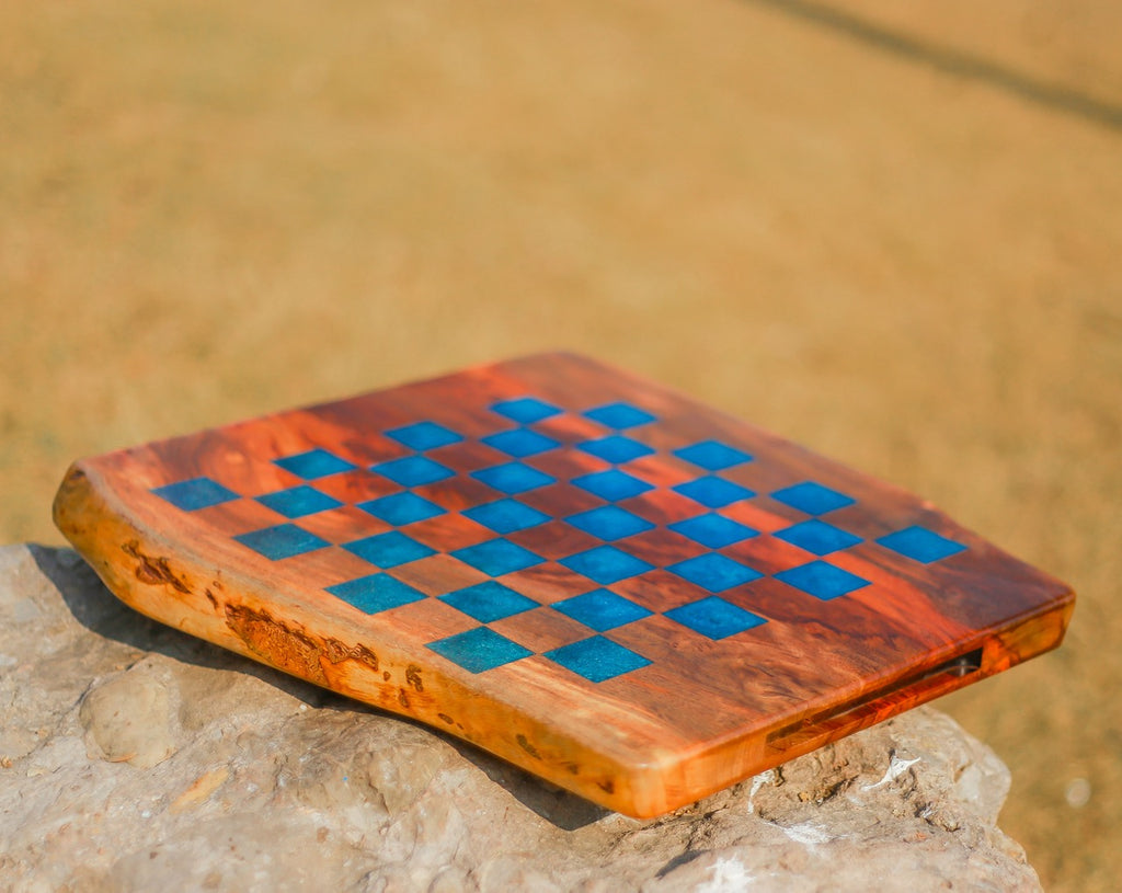 Handcrafted Epoxy-Filled Wooden Chess Board