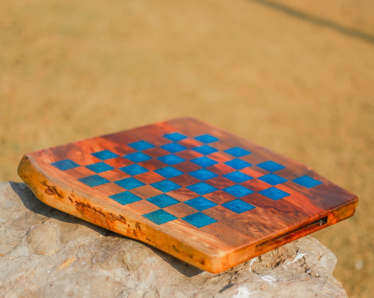 Handcrafted Epoxy-Filled Wooden Chess Board