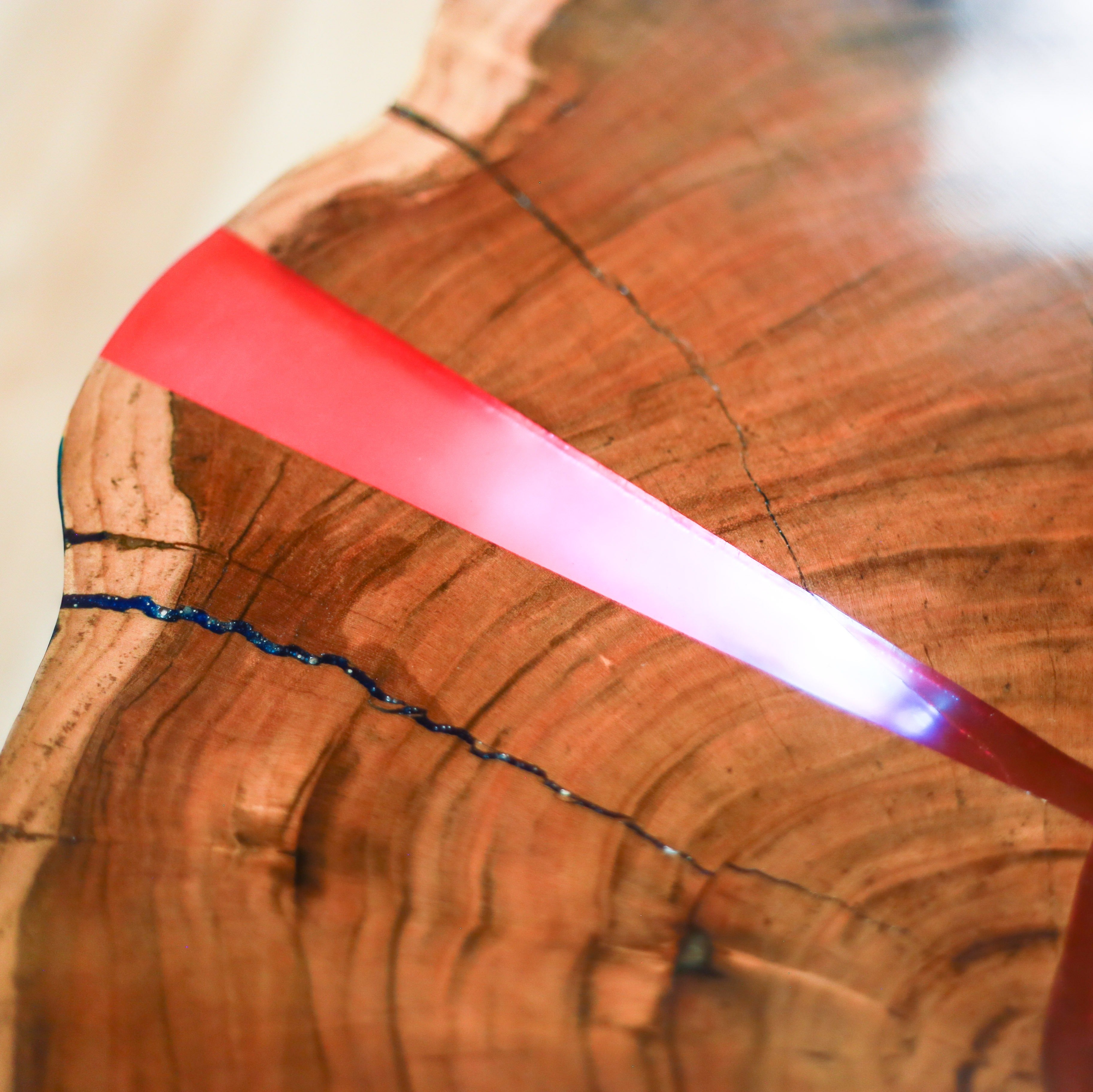 Multicolour Live-Edge Epoxy Resin Accent Table