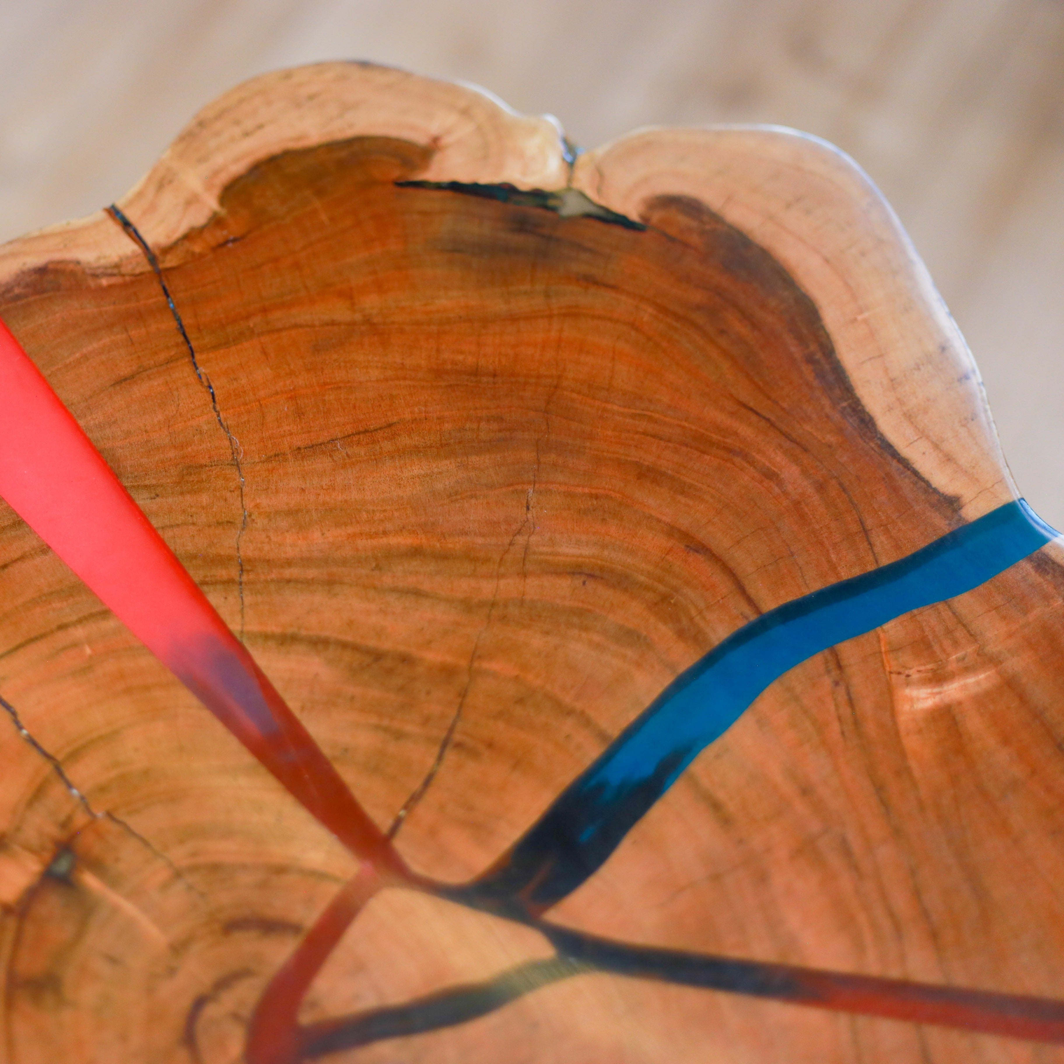 Multicolour Live-Edge Epoxy Resin Accent Table