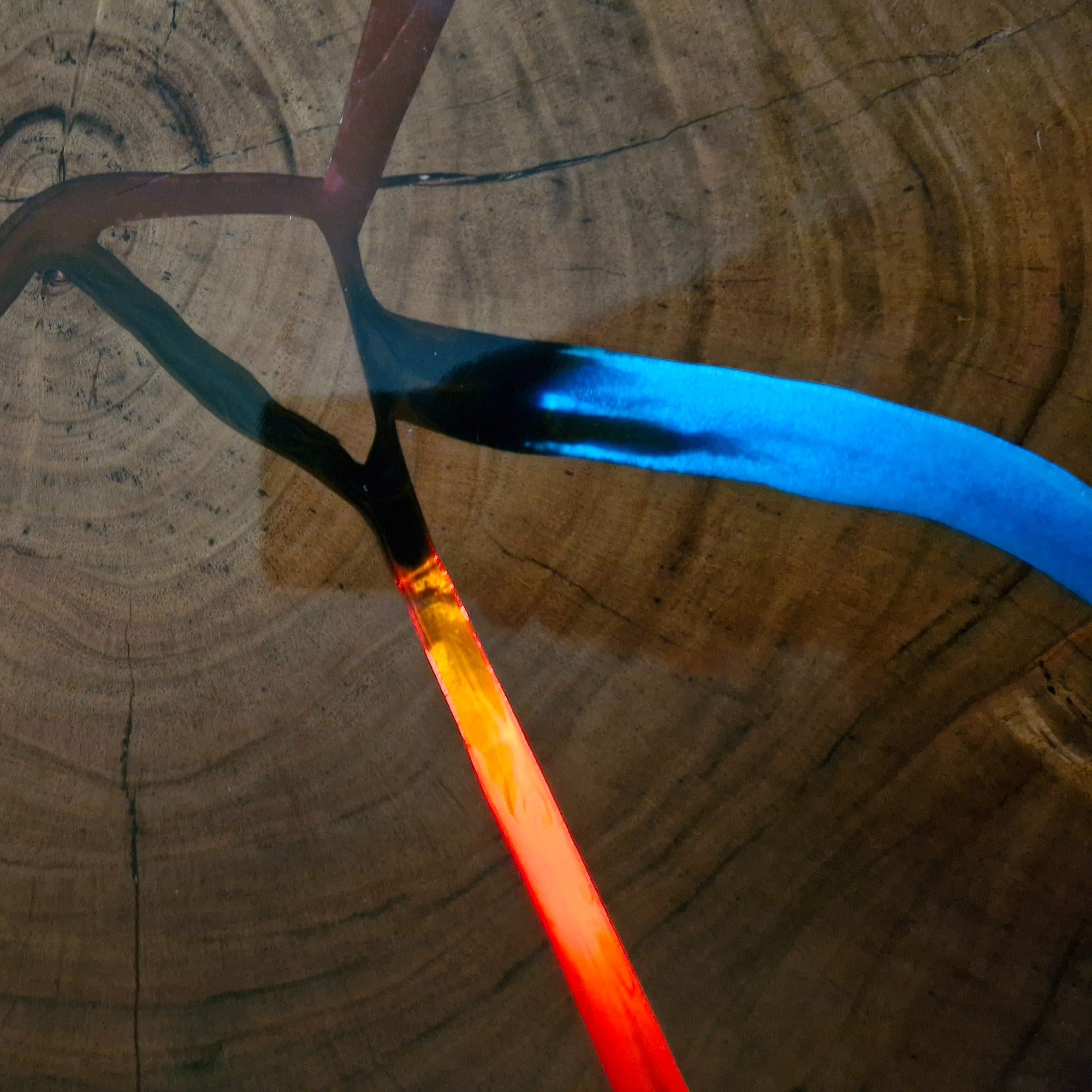 Multicolour Live-Edge Epoxy Resin Accent Table