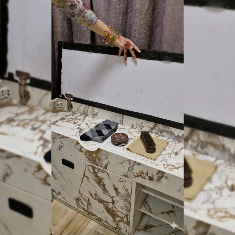 Modern Shoe Rack Bench with Storage Drawer & Cushioned Seat