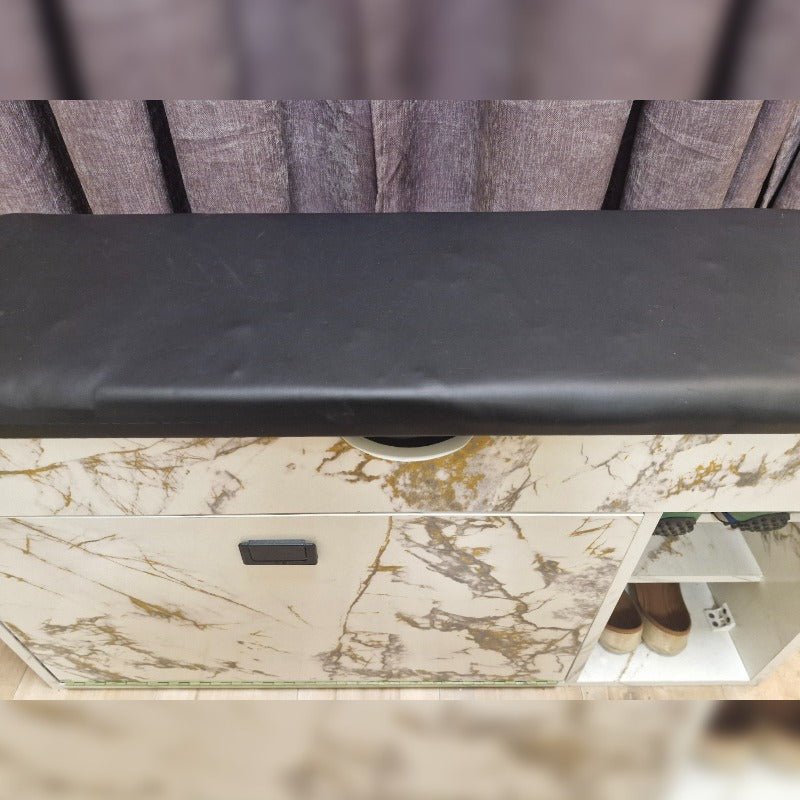 Modern Shoe Rack Bench with Storage Drawer & Cushioned Seat